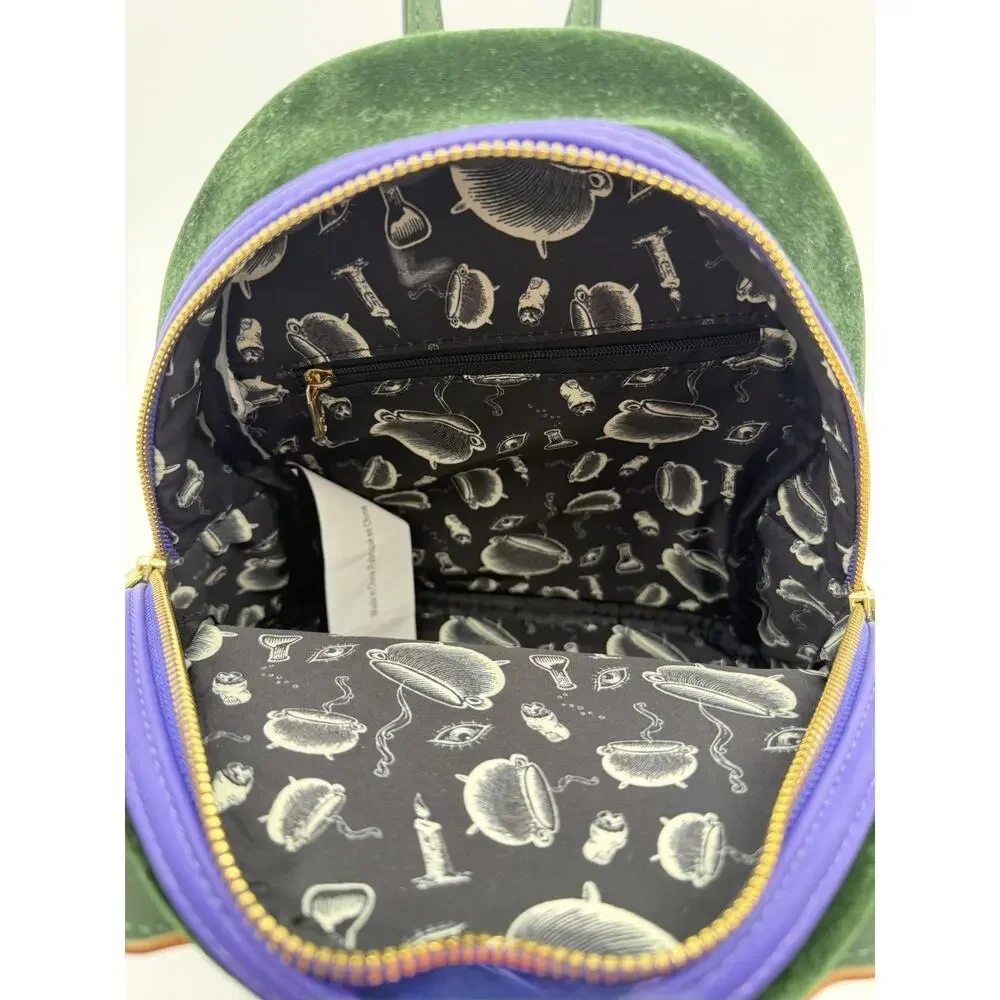 Loungefly Disney Hocus Pocus Green Velvet Winifred Mini Backpack Halloween NWT